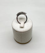 Diamonds Pave Set Round Cluster Halo 14K White Gold Statement Three Stone Ring