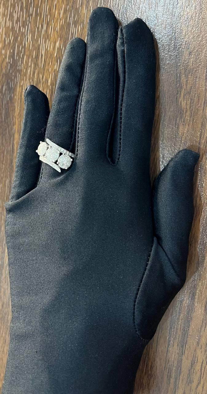 diamonds pave set round cluster halo 14k white gold statement three stone ring
