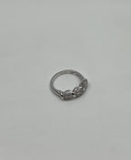 Diamonds Pave Set Round Cluster Halo Set White Gold Statement Three Stone Ring