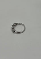 Diamonds Pave Set Round Cluster Halo Set White Gold Statement Three Stone Ring
