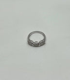 Diamonds Pave Set Round Cluster Halo Set White Gold Statement Three Stone Ring