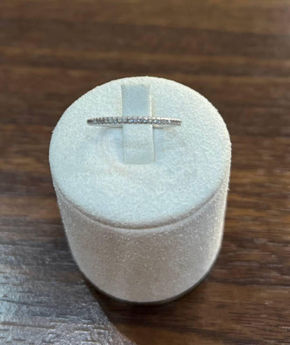 Diamond Pave Set 14K White Gold Dainty Thin Classic Band Ring