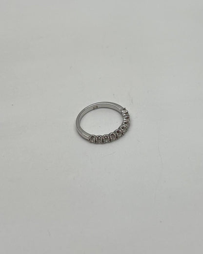 Classic Scallop Set Round Brilliant Diamond Line 14K White Gold Band Ring