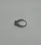 Diamonds Pave Set Cluster Round Halo Bypass Spiral 14K White Gold Statement Ring
