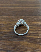 Diamonds Pave Set Cluster Round Halo Bypass Spiral 14K White Gold Statement Ring