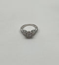 Diamonds Pave Set Cluster Round Halo Bypass Spiral 14K White Gold Statement Ring