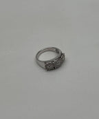 Diamonds Pave Set Round Cluster Halo Set White Gold Statement Three Stone Ring