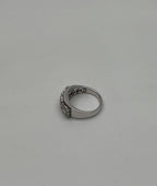 Diamonds Pave Set Round Cluster Halo Set White Gold Statement Three Stone Ring