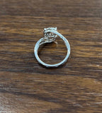 Diamonds Pave Set Round Cluster Halo 14K White Gold Statement Bypass Spiral Ring