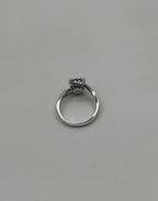 Diamonds Pave Set Round Cluster Halo 14KWhite Gold Statement Bypass Spiral Ring