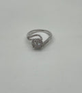 Diamonds Pave Set Round Cluster Halo 14K White Gold Statement Bypass Spiral Ring