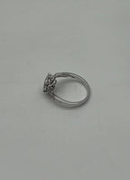 Diamonds Pave Set Round Cluster Halo 14KWhite Gold Statement Bypass Spiral Ring