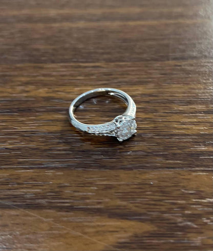 Diamonds Pave Set Round Cluster Halo Set 14K White Gold Statement Split Ring