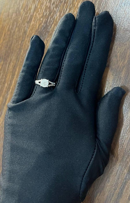 Diamonds Pave Set Round Cluster Halo Set 14K White Gold Statement Split Ring