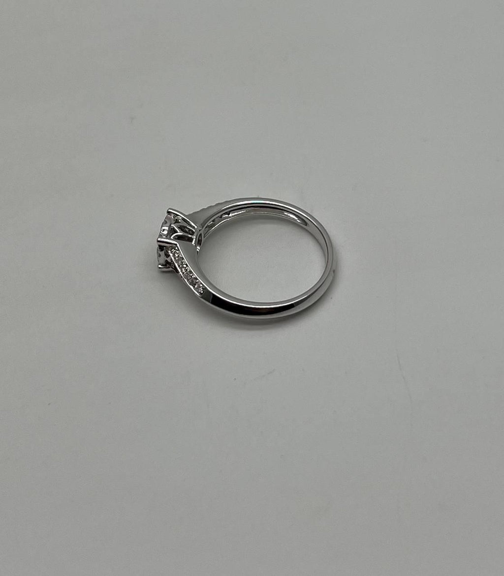 Diamonds Pave Set Round Cluster Halo Set 14K White Gold Statement Split Ring