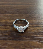 Diamonds Pave Set Round Cluster Halo Set 14K White Gold Statement Split Ring