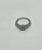 Diamonds Pave Set Round Cluster Halo Set 14K White Gold Statement Split Ring