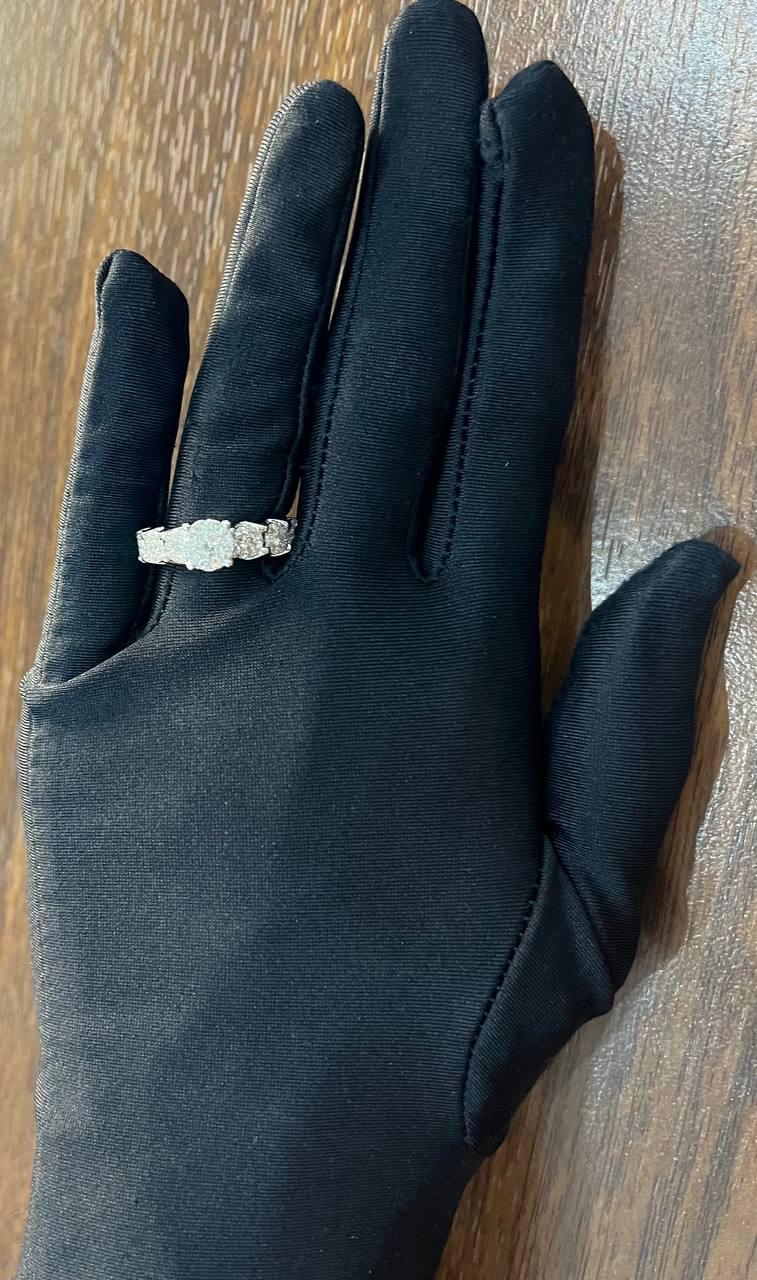 Diamonds Pave Set Cluster Halo Set 14K White Gold Statement Ring