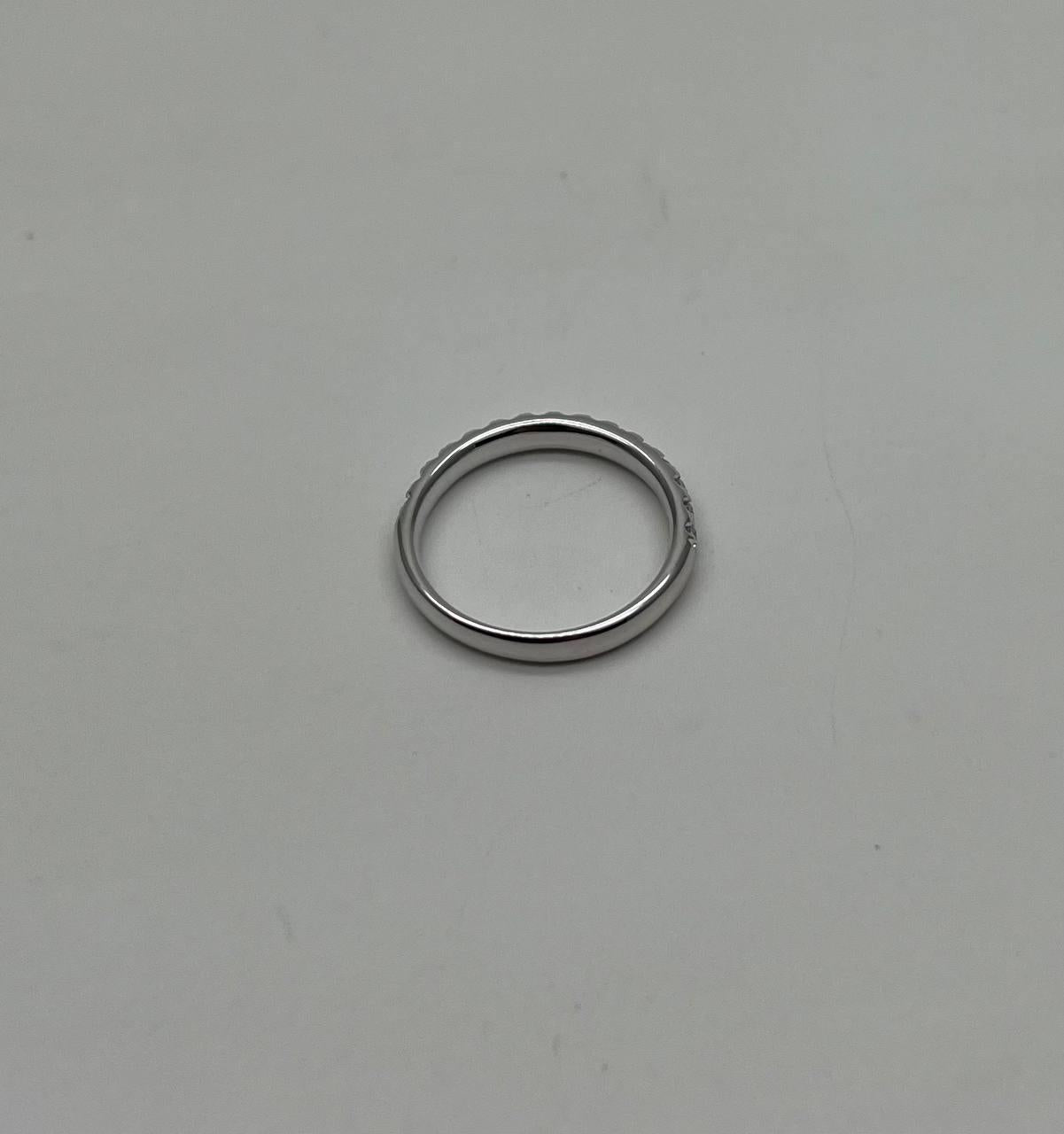 Classic Inset Round Brilliant Diamond Line 14K White Gold Medium Band Ring