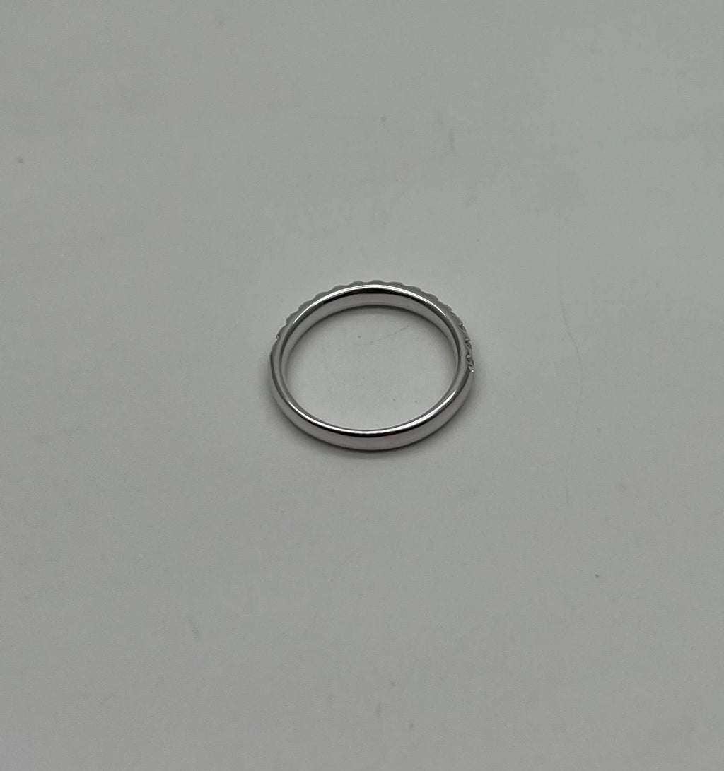 Classic Inset Round Brilliant Diamond Line 14K White Gold Medium Band Ring