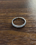 Classic Inset Round Brilliant Diamond Line 14K White Gold Medium Band Ring