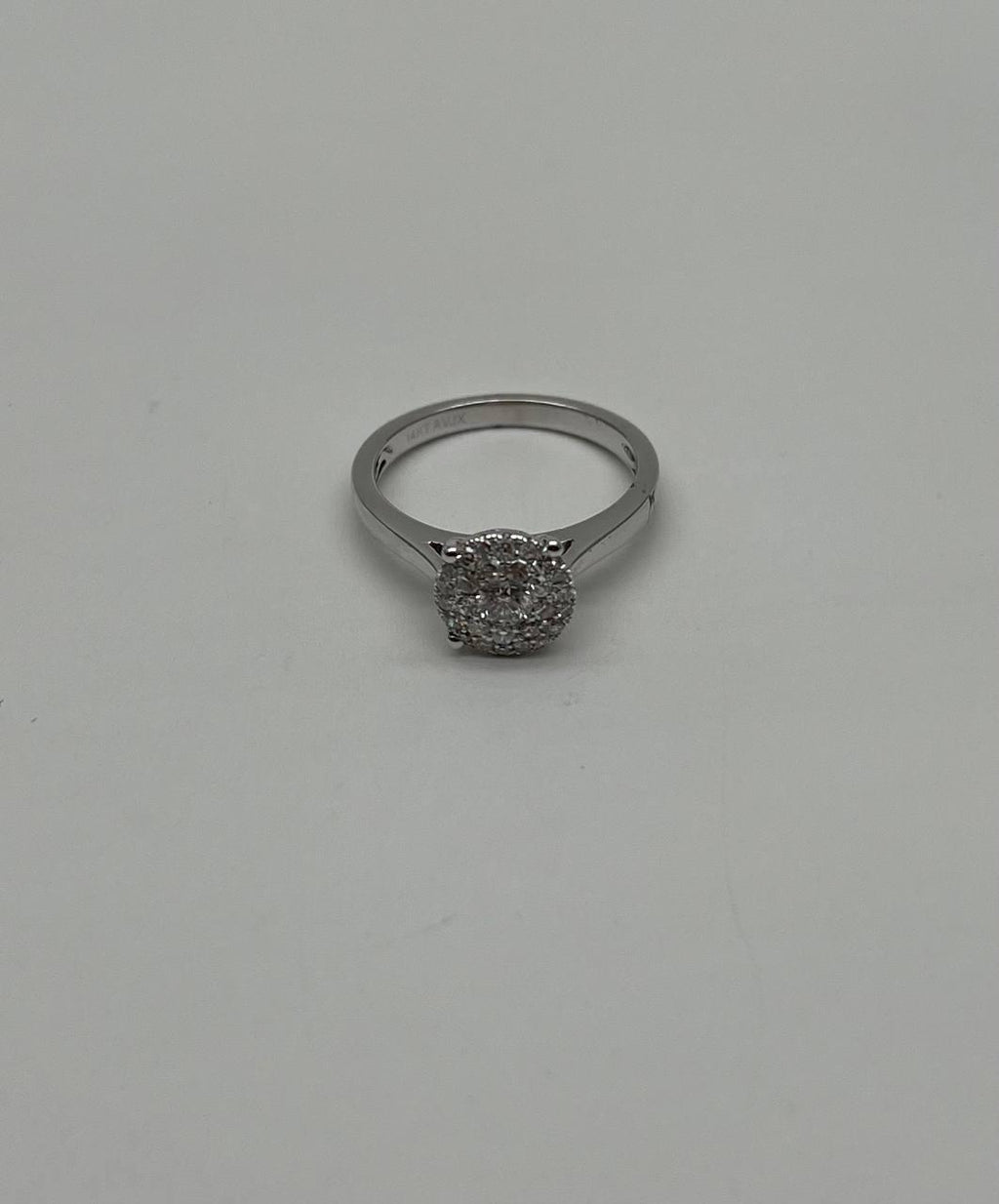 Diamonds Pave Set Round Cluster Halo Set 14K White Gold Statement Ring