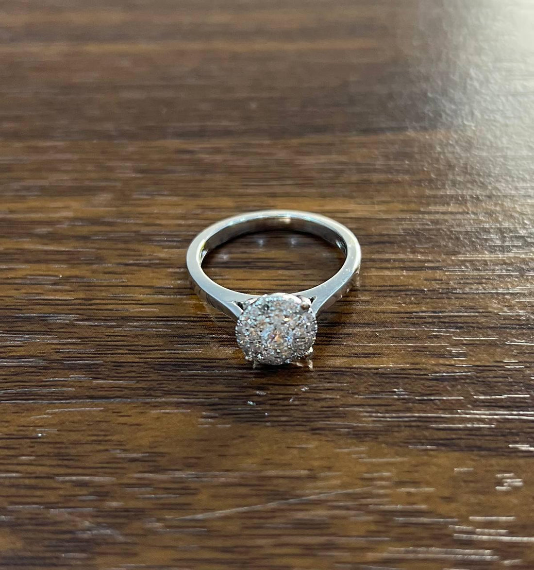 Diamonds Pave Set Round Cluster Halo Set 14K White Gold Statement Ring