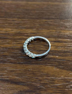 Classic Scallop Set Round Brilliant Diamond Line 14K White Gold Medium Band Ring