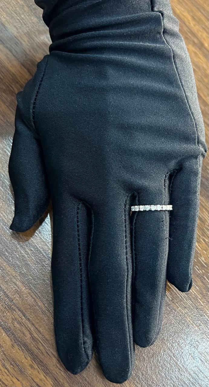 Classic Scallop Set Round Brilliant Diamond Line 14K White Gold Medium Band Ring