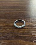 Classic Scallop Set Round Brilliant Diamond Line 14K White Gold Medium Band Ring