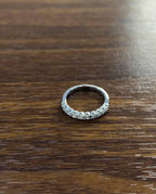 Classic Scallop Set Round Brilliant Diamond Line 14K White Gold Medium Band Ring