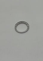 Classic Scallop Set Round Brilliant Diamond Line 14K White Gold Medium Band Ring