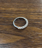 Classic Scallop Set Round Brilliant Diamond Line 14K White Gold Medium Band Ring