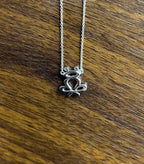 Frog Symbol Diamonds Halo Motif 18K Karat White Gold Pendant Chain Necklace