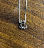 Frog Symbol Diamonds Halo Motif 18K Karat White Gold Pendant Chain Necklace