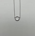 Diamond Round Circle Symbol Motif 18K White Gold Pendant Chain Necklace