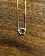 Diamond Round Circle Symbol Motif 18K White Gold Pendant Chain Necklace