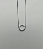 Diamond Round Circle Symbol Motif 18K White Gold Pendant Chain Necklace