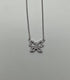 Butterfly Pave Set Diamonds Halo Motif 18K White Gold Pendant Chain Necklace