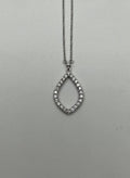 Marquise Oval Shape Rhombus Diamonds Halo Motif 18K White Gold Pendant Necklace