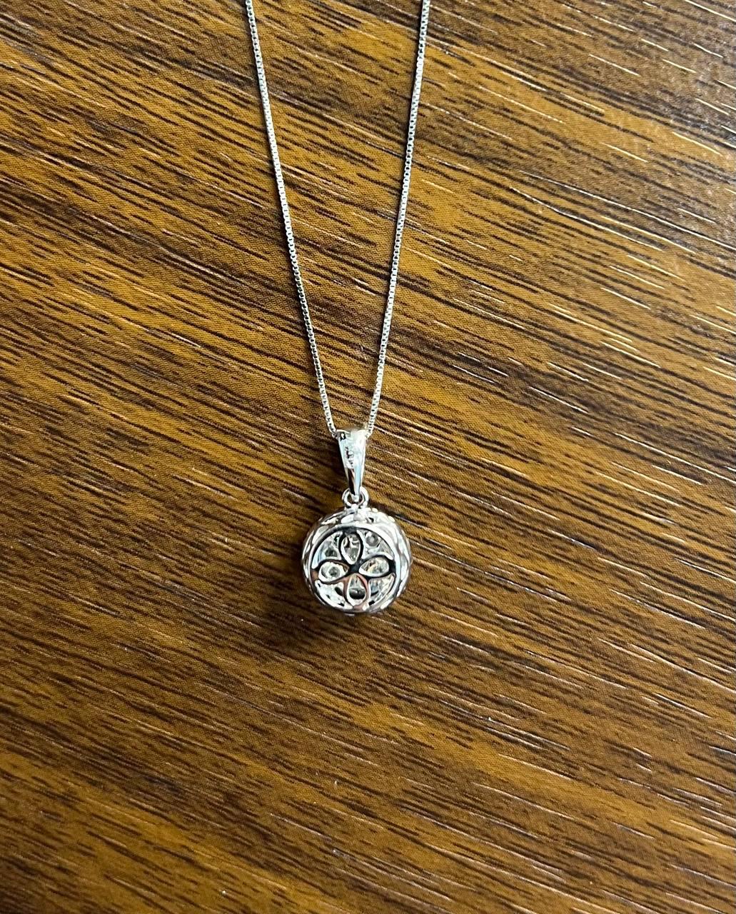 Diamonds Pave Set Round Cluster Black Diamonds Halo White Gold Pendant Necklace