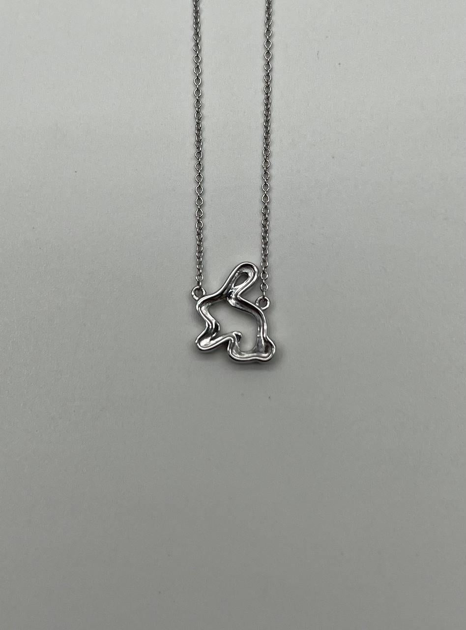 Bunny Rabbit Symbol Diamond Halo Set 18K White Gold Chain Pendant Necklace
