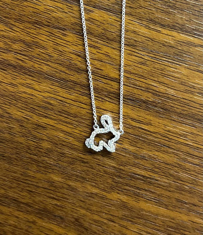 Bunny Rabbit Symbol Diamond Halo Set 18K White Gold Chain Pendant Necklace