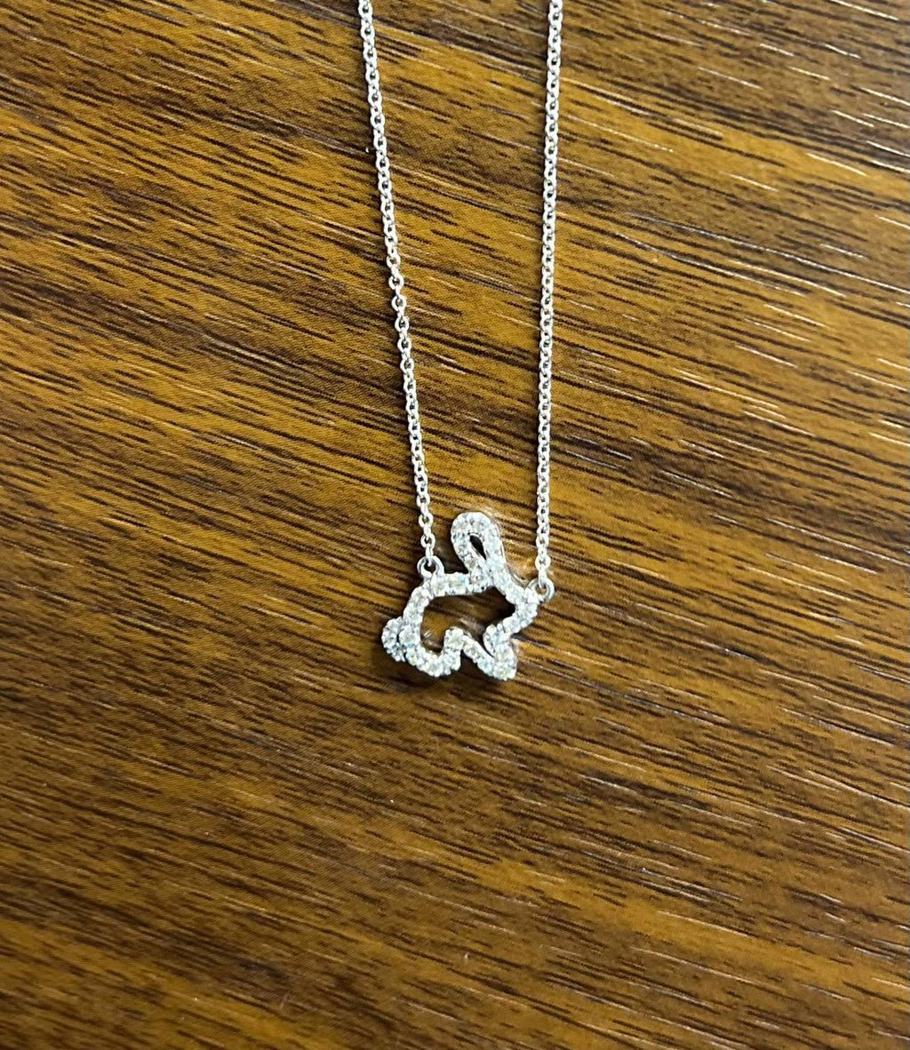Bunny Rabbit Symbol Diamond Halo Set 14K White Gold Chain Pendant Necklace
