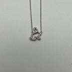 Bunny Rabbit Symbol Diamond Halo Set 18K White Gold Chain Pendant Necklace