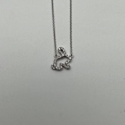 Bunny Rabbit Symbol Diamond Halo Set 18K White Gold Chain Pendant Necklace