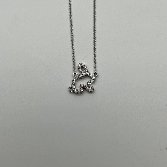 Bunny Rabbit Symbol Diamond Halo Set 14K White Gold Chain Pendant Necklace