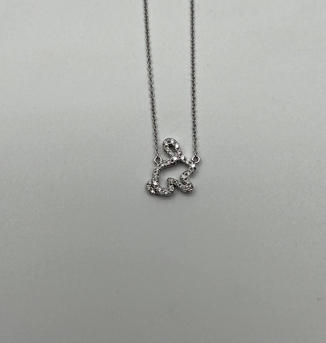 Bunny Rabbit Symbol Diamond Halo Set 18K White Gold Chain Pendant Necklace