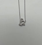 Bunny Rabbit Symbol Diamond Halo Set 18K White Gold Chain Pendant Necklace