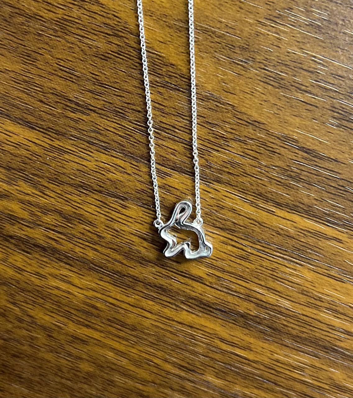 Bunny Rabbit Symbol Diamond Halo Set 18K White Gold Chain Pendant Necklace